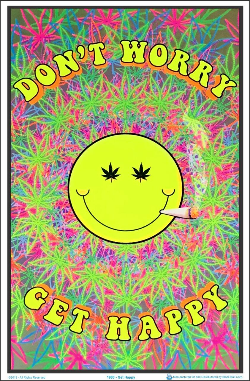 Get Happy Black Light Poster