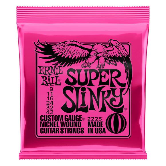 Ernie Ball Super Slinky Nickel Wound Electric Guitar Strings, 9-42 Gauge