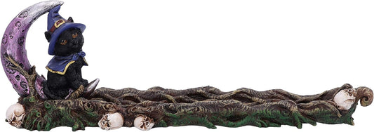 Black Cat and Crescent Moon Incense Burner
