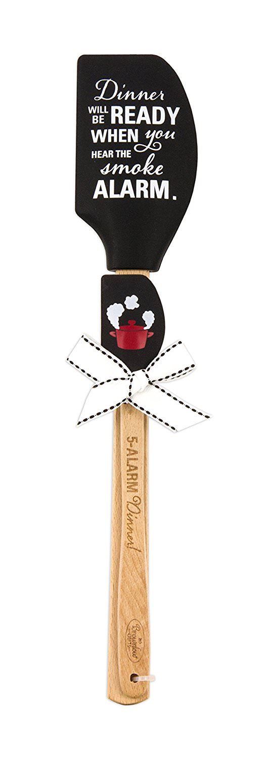 Kitchen Buddies Silicone Spatulas, Smoke Alarm, Black (Set of 2)