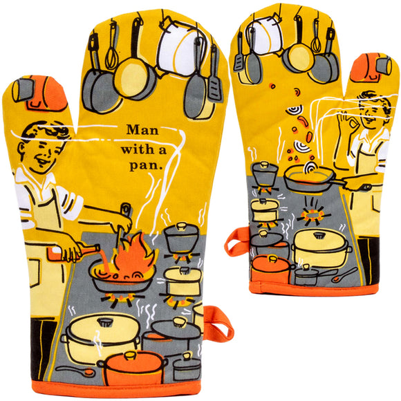 Man with a Pan Oven Mitt