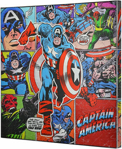 25" x 25" Metallic Canvas Captain America Retro