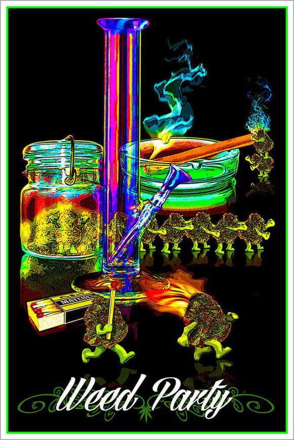 Weed Party Black Light Poster