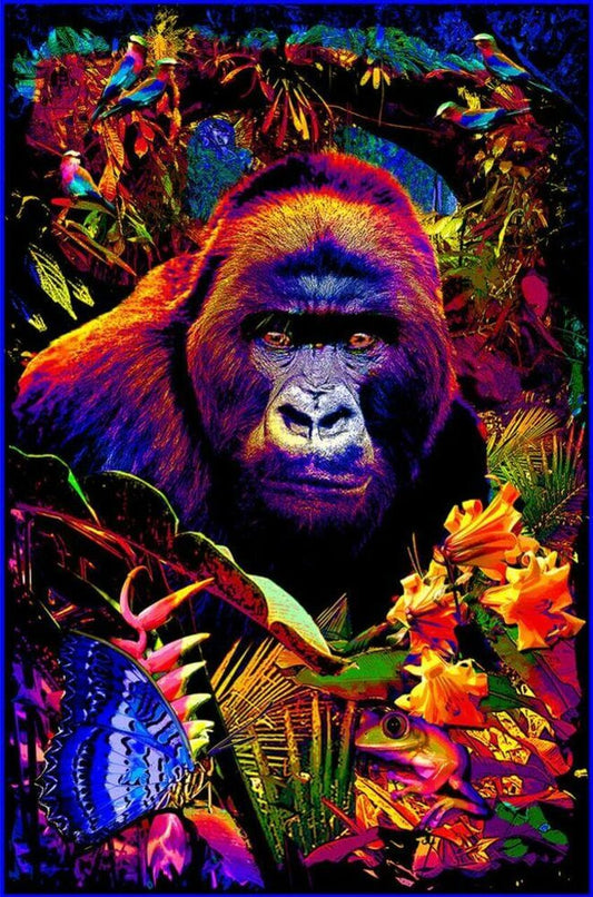 Gorilla Encounter Black Light Poster