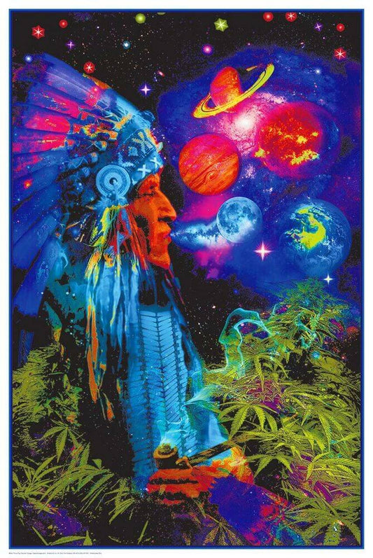 Peace Pipe Universe Black Light Poster