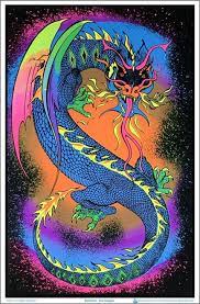Fire Dragon Black Light Poster