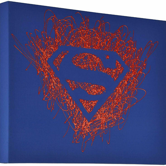 Superman Logo Paint Splatter Canvas
